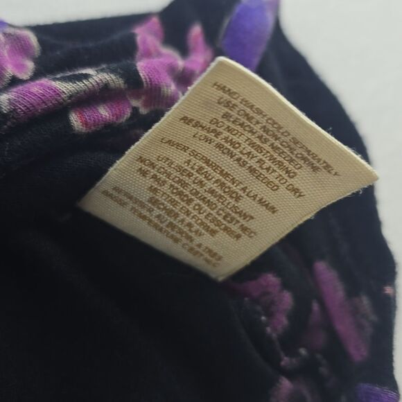 Free People -633 Sleeveless Floral Tunic Top Black Purple Small - Picture 6 of 9